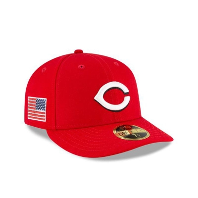 Red Cincinnati Reds Hat - New Era MLB Crystals from Swarovski Flag Low Profile 59FIFTY Fitted Caps USA9265843